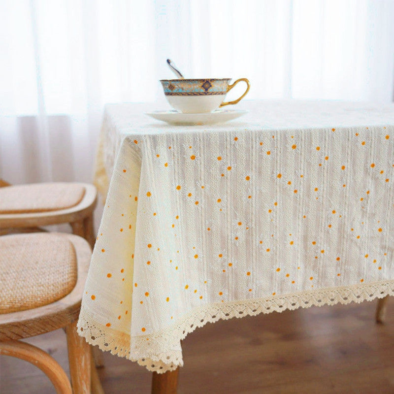 Korean Cotton Floral Tablecloth: Tea Table Decor & Kitchen Dining Cover