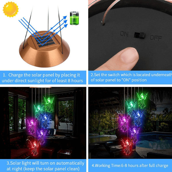 Guardian Angel Wind Chime Solar Light