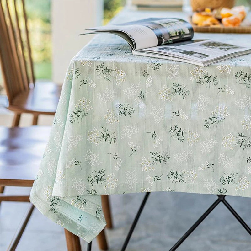 Korean Cotton Floral Tablecloth: Tea Table Decor & Kitchen Dining Cover