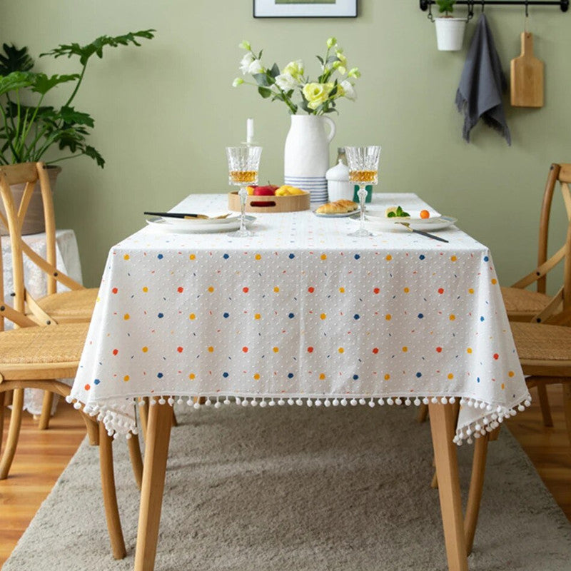 Korean Cotton Floral Tablecloth: Tea Table Decor & Kitchen Dining Cover