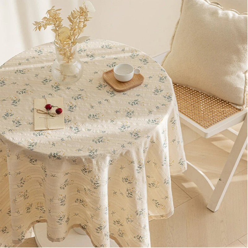Korean Cotton Floral Tablecloth: Tea Table Decor & Kitchen Dining Cover