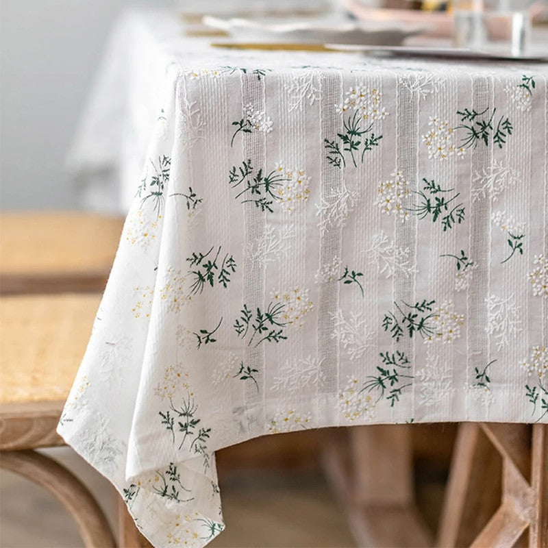 Korean Cotton Floral Tablecloth: Tea Table Decor & Kitchen Dining Cover